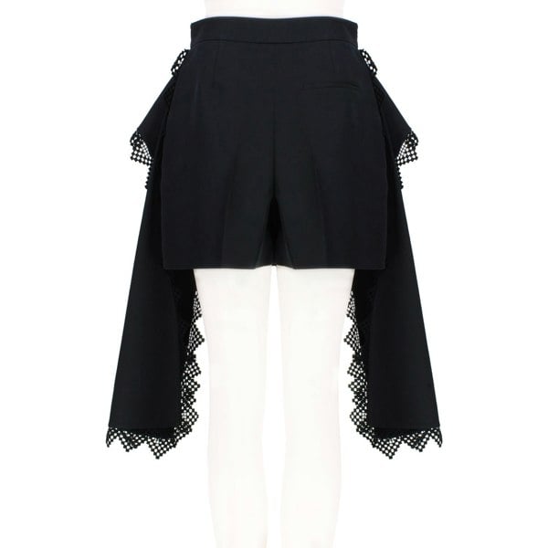 Alexander McQueen black lace trimmed shorts with draped side