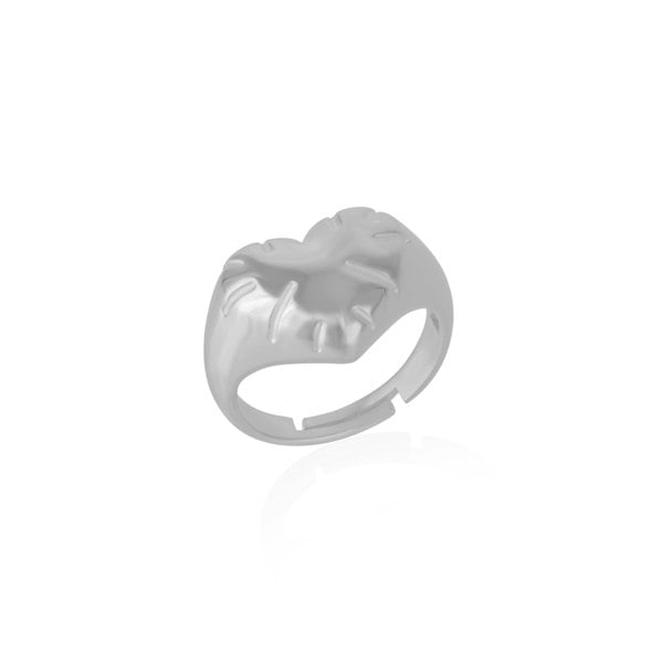 Spero London Sterling Silver Chunky Love Heart Signet Ring