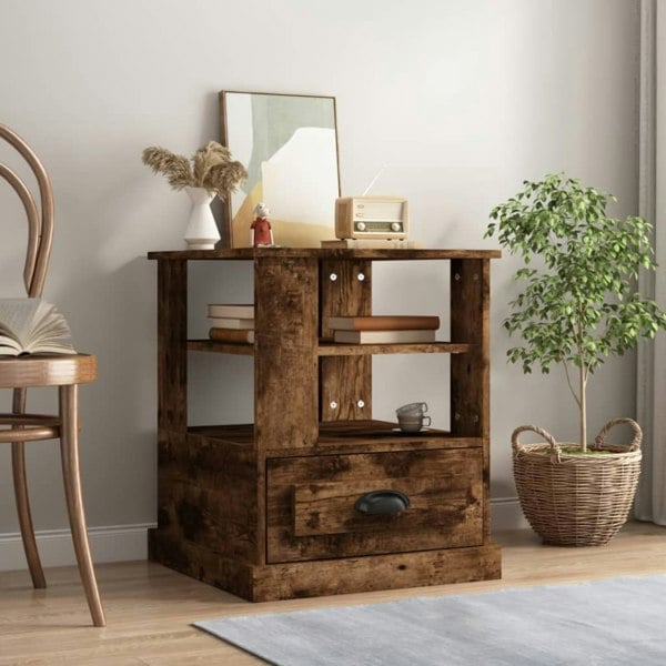 Berkfield Side Table Smoked Oak 50x50x60 cm Engineered Wood