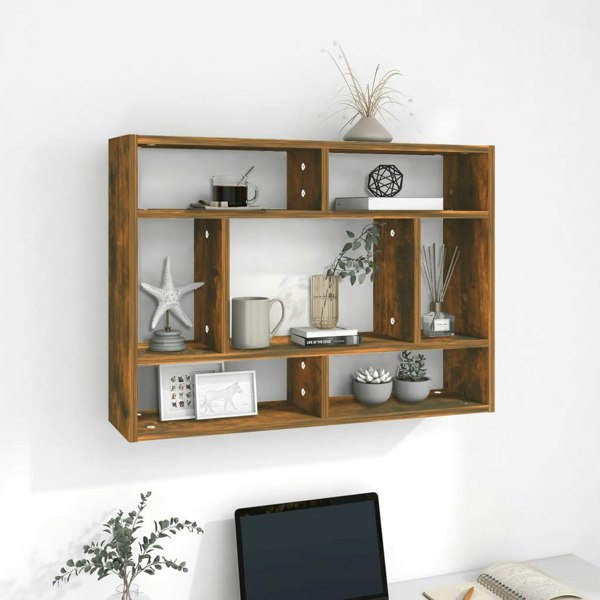 Berkfield Wall Shelf Smoked Oak 75x16x55 cm Engineered Wood