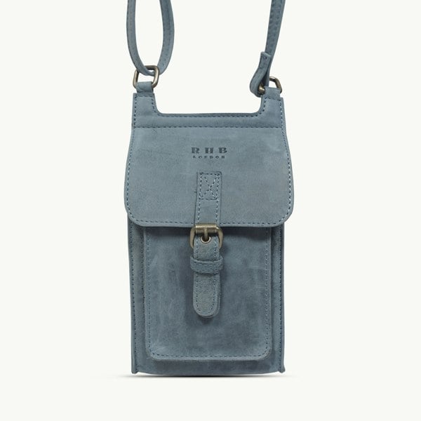 Real Hide Bags 'MYLA' Denim Distressed Real Leather Mobile Phone Crossbody Bag