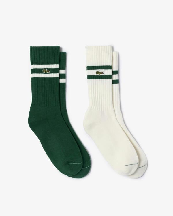 Lacoste Ribbed Mens Socks - Green/Flour YRR | CHO | Designer Mens Socks