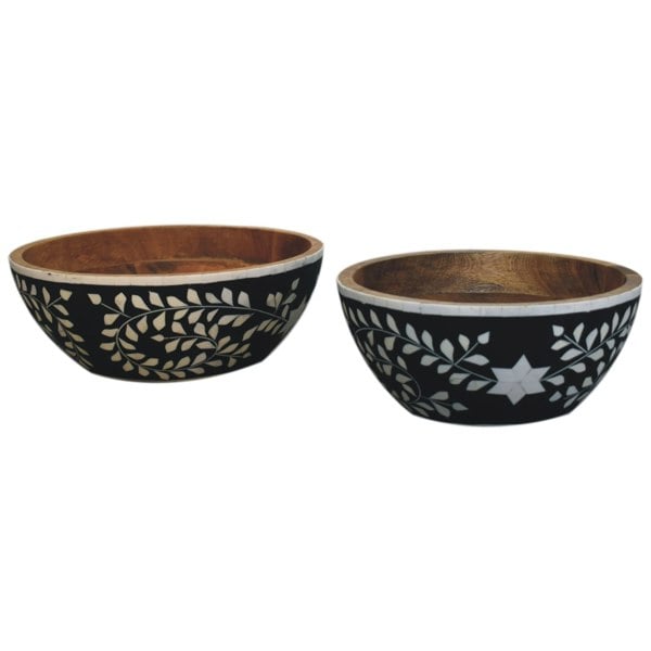 Artisan Furniture Floral Resin Inlay Bowl Set