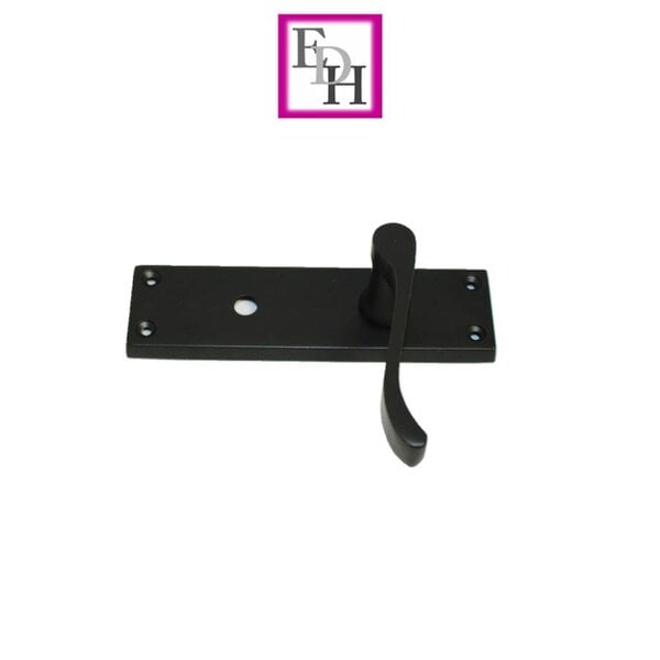 EDH Door Hardware Matt Black Modern Victorian Scroll Bathroom Door Handles and Bath Lock 1 Pair