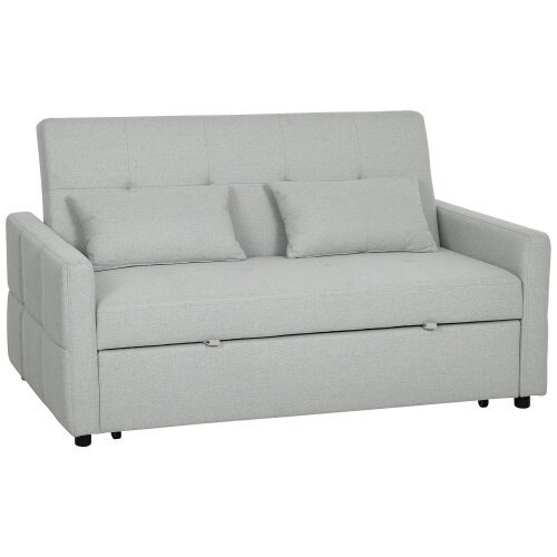 Wyld Haus Fapa Light Grey Fabric Upholstered 3 Way Convertible 2 Seater Sofa Bed