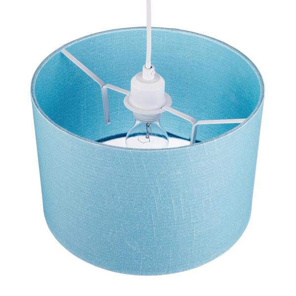 Designer Ocean Current Blue Textured Linen Fabric Circular Lamp Shade Image 3