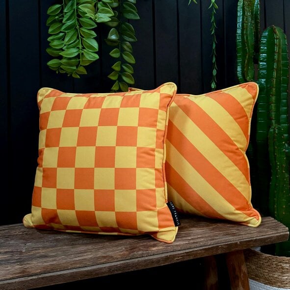 Love Frankie Marmalade Reversible Checkmate & Helter Skelter Cushion