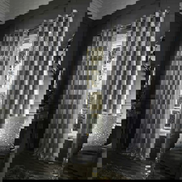 Catherine Lansfield Glitzy Sequin Lined Eyelet Curtains