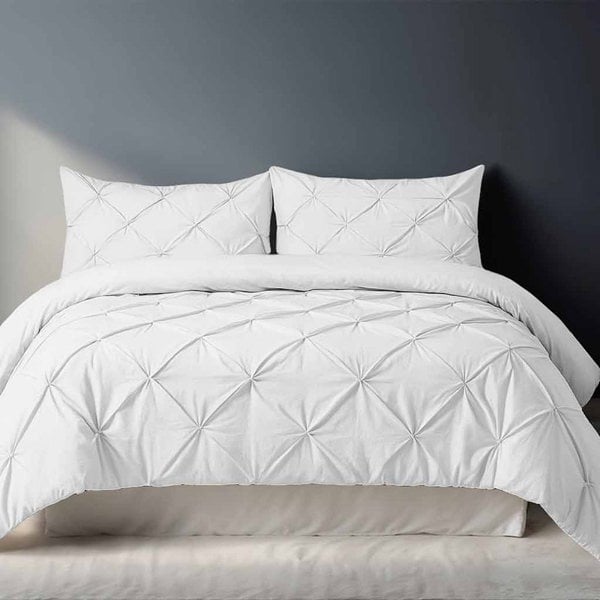 Snug City Pintuck Pinch Pleated Polycotton Duvet Cover And Pillowcase/s Set Bed Linen