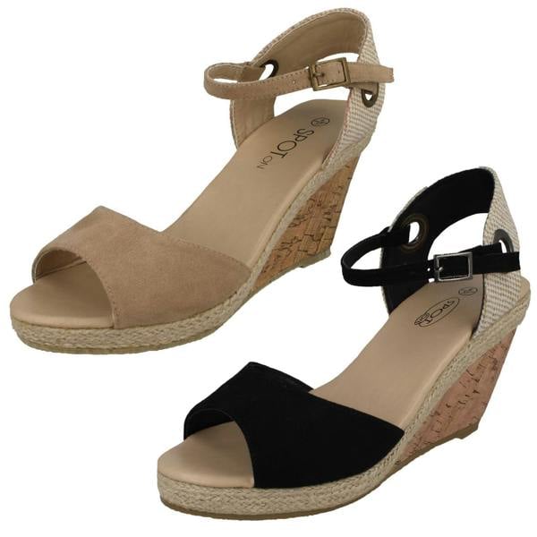 Spot On Ladies Spot On Cork Wedge Sandals F2265