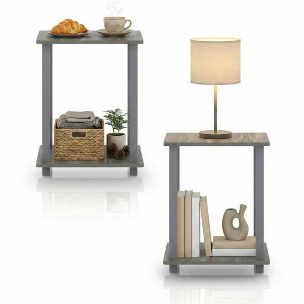 WALPLUS Modern Furniture Piece for Stylish and Functional Home Use | 12127GYW/GY Simplistic End Table, Set of Two, French Oak Grey