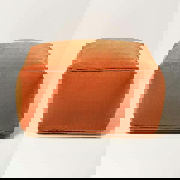 HOMESCAPES Velvet Pouffe Bean Cube