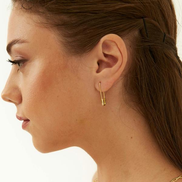 Spero London Sterling Silver Safety Pin Necklace & Earring Set