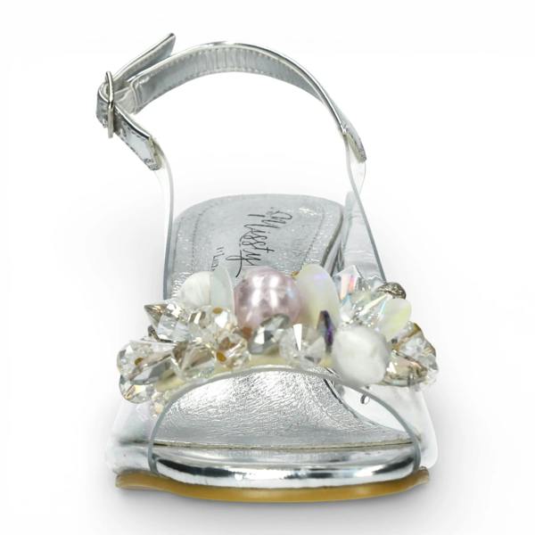 Laura Vita Marlene 12 - Women’s Clear Silver Block Heel Sandals