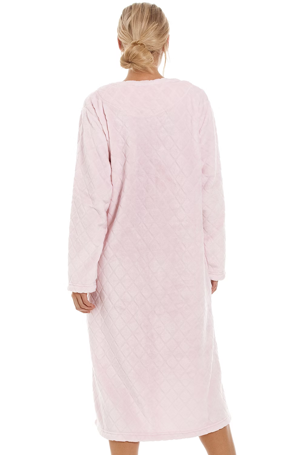 Camille Classic Supersoft Diamond Print Zip Up Housecoat