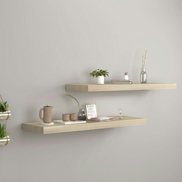 Berkfield Floating Wall Shelves 2 pcs Oak 80x23.5x3.8 cm MDF