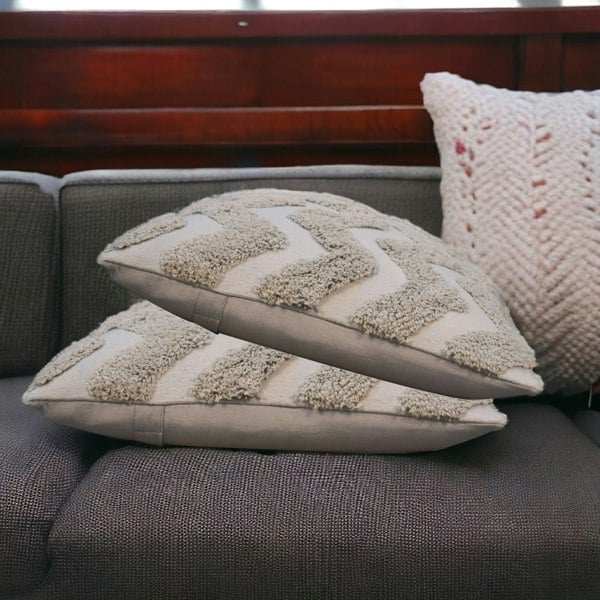Artisan Furniture Grey Zig-zag Cushion Set of 2
