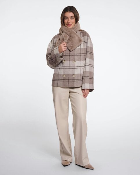 Rino & Pelle Stip Womens Faux Fur Scarf - Mocha Latte