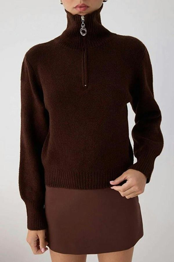 WOVCOR Knit Sweater with Zipper Detail