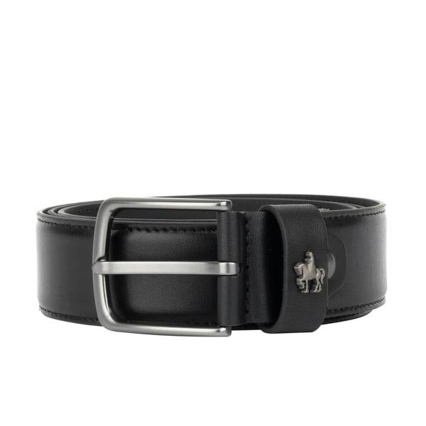 Embassy London James - Black - Men's Leather Belt with gunmetal hardware