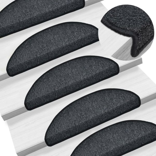 Berkfield Carpet Stair Treads 15 pcs Anthracite 56x17x3 cm
