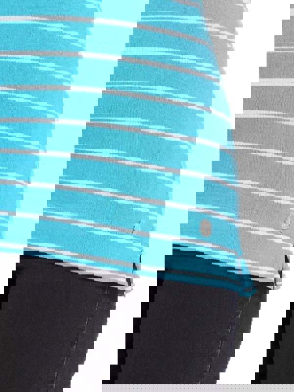 PennyPlain Scoop Neck Striped Top Top - Lagoon