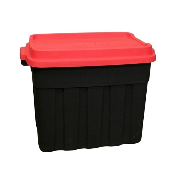 Samuel Alexander 68L Black and Red Tuff Stackable Storage Box with Lid and Carry Handles