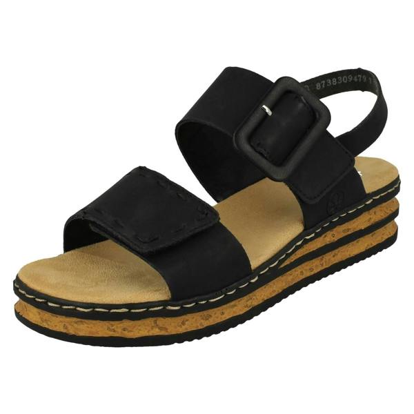 Rieker Ladies Rieker Buckle Detailed Adjustable Wedge Heeled Sandals 62950