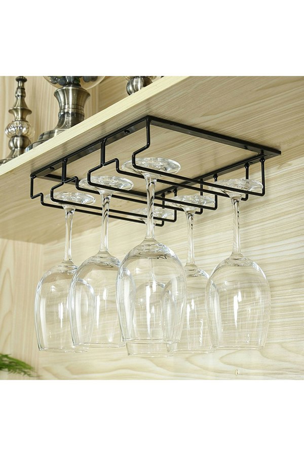 Living and Home Creative 3 Slots Wine Glass Rack Under Cabinet Stemware Holder Glasses Storage Hanger for Bar