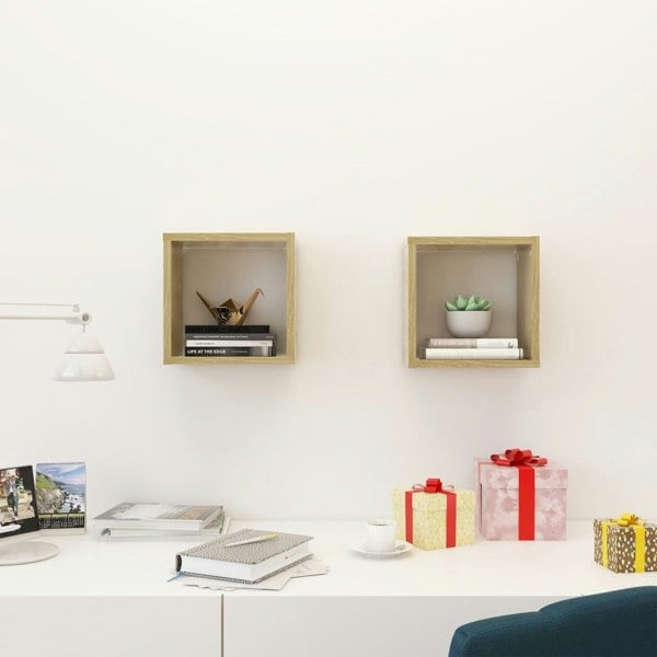 Berkfield Wall Cube Shelves 2 pcs Sonoma Oak 26x15x26 cm