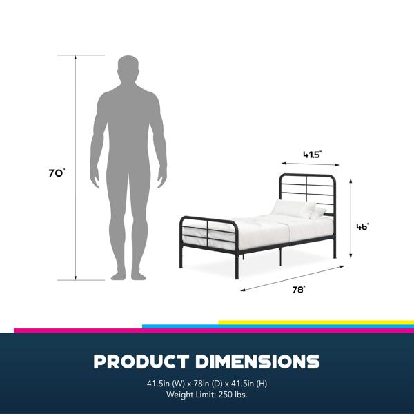 Dorel Home Millie Metal Bed Black - Single