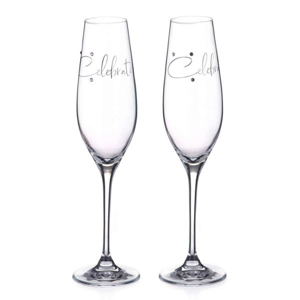 Diamante Celebrate Champagne Flutes Adorned with Swarovski® Crystals - Set of 2