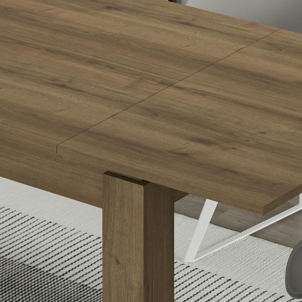 Decortie Tolmen Dining Table Rectangular Extendable Table for 4 Seater Contemporary Kitchen Table 120cm Dining Room DarkOak Effect