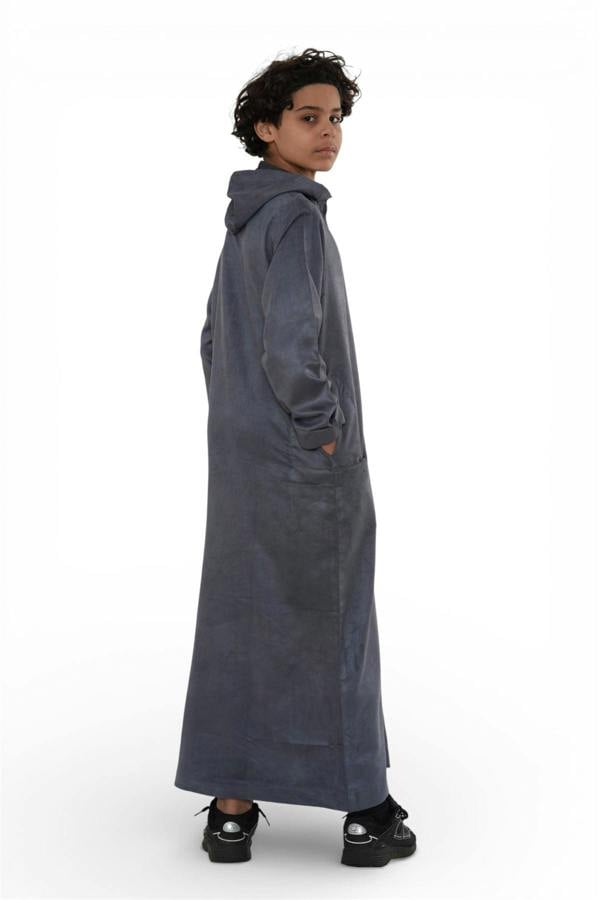Infinity Leather Kids Boys Hooded Eid Moroccan Jubba Robe Ramadan Eid Thobe - K-HM12