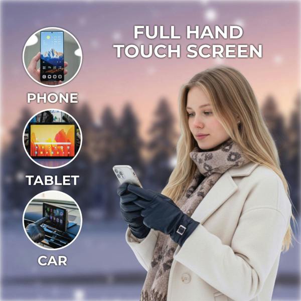 Infinity Leather Womens Italian Leather Winter Buckle Soft Wool Lining Gloves - L-GLV-601