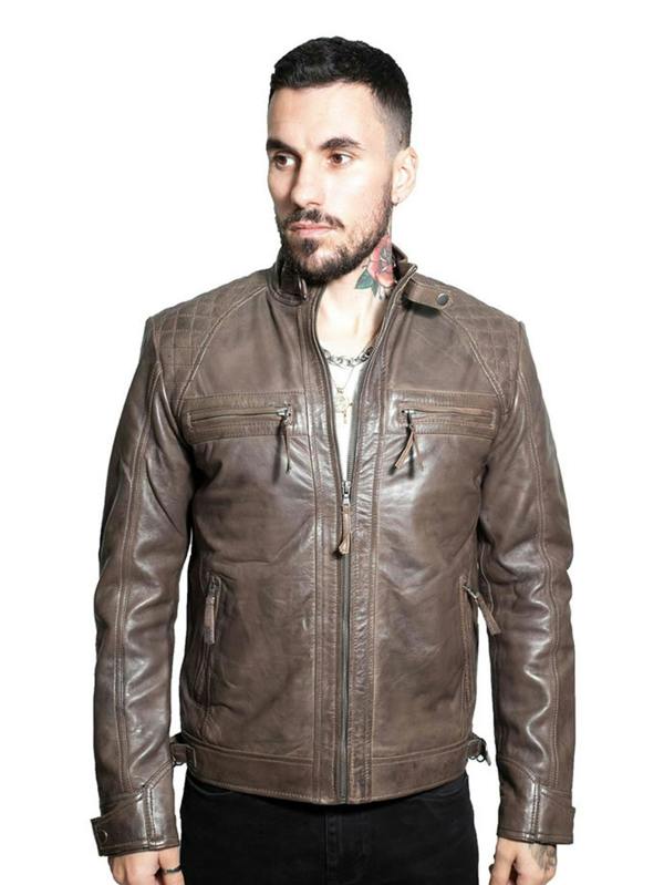 Infinity Leather Men's Vintage Leather Quilted Biker Jacket-Monaco