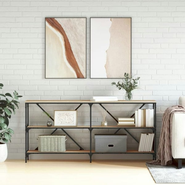 Berkfield Console Table Sonoma Oak 160x30x75 cm Engineered Wood and Iron