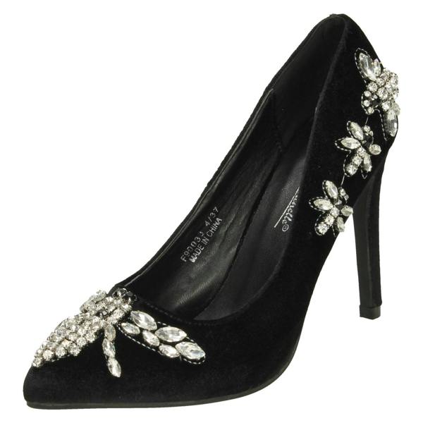 Anne Michelle Ladies Anne Michelle Dragonfly Jewel Trim Court Shoes
