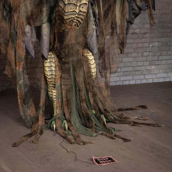 Samuel Alexander 7ft Giant Sized Dark Forest Dragon Halloween Animatronic Decoration with LED Eyes with Smoke Machine INCLUDED
