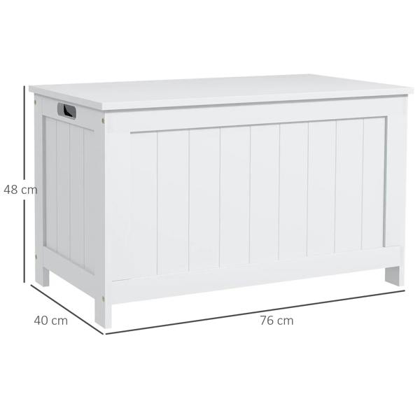 White storage chest trunk with front paneling, shown from front with legs