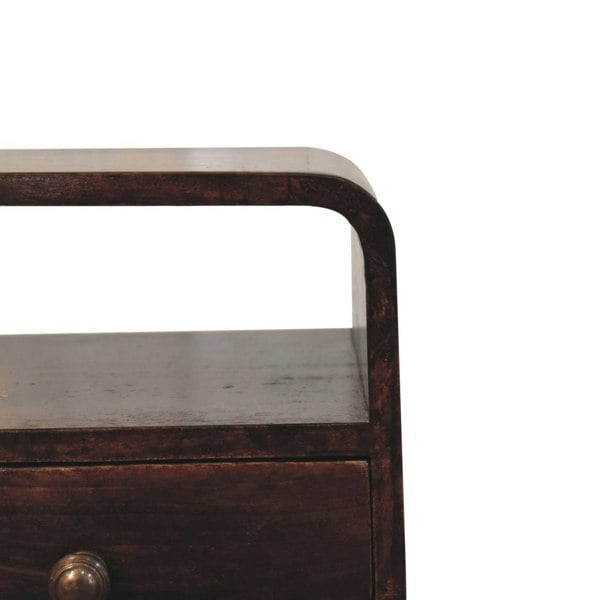 Artisan Furniture Solid Wood Mini California Walnut Curved Bedside with Open Slot