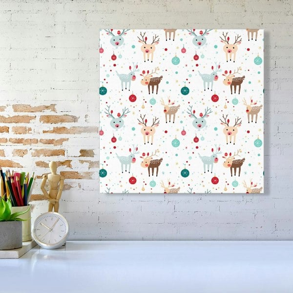 Warren Reed Happy Reindeer With Christmas Lights Canvas