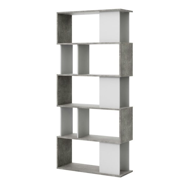 Furniture To Go Maze Open Bookcase 4 Shelves in Concrete and White
