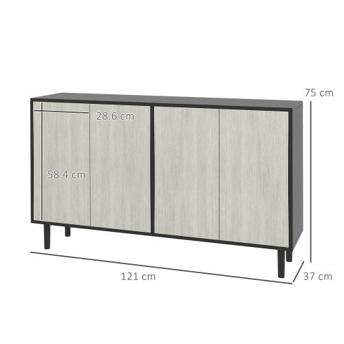 Wyld Haus Vepamo Neutral Black and Grey Sideboard 4 Doors 2 Shelves