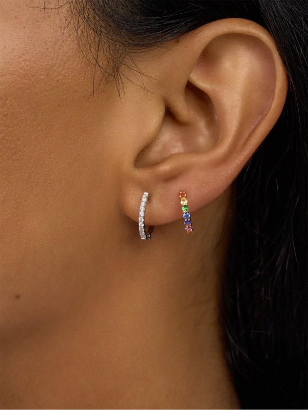 Gemdaia Skinny Rainbow Sapphire Earrings