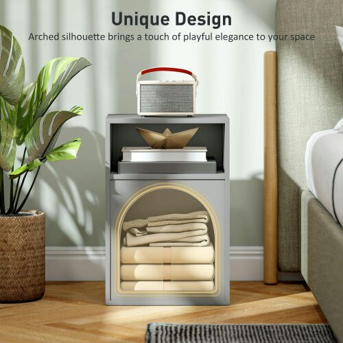Wyld Haus Sarayo Faco Grey Bedside Table With 2 Open Storage