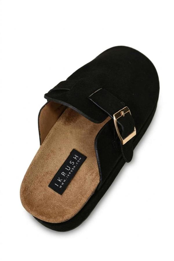 Paulina Chunky Closed Toe Buckle Sandals - Black_wb