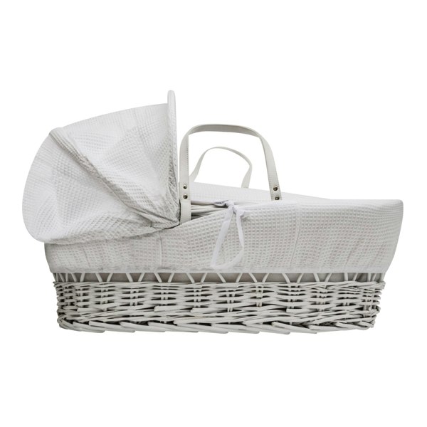 Kinder Valley White Waffle White Wicker Moses Basket