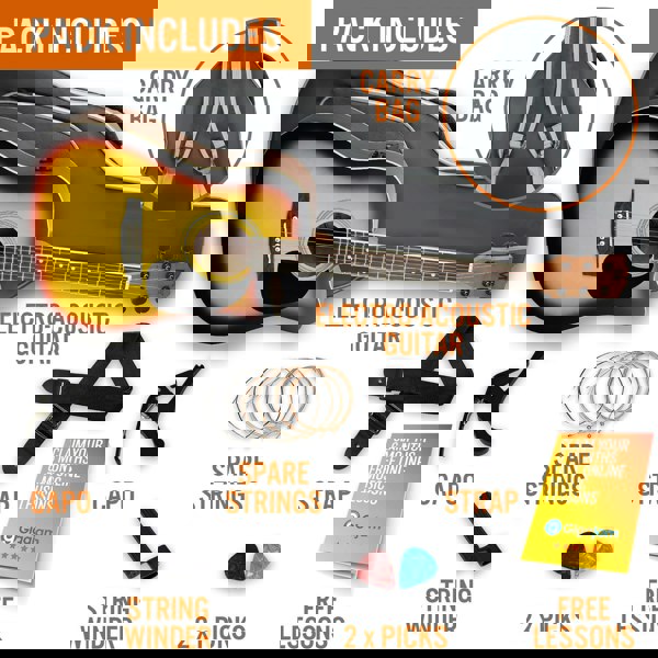 MX Cutaway Electro Acoustic Guitar Pack#Colour_Sunburst
