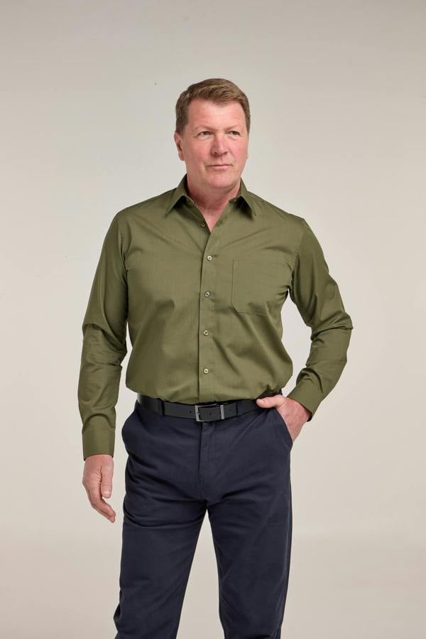 Olive Green Classic Easy Care Long Sleeve Shirt